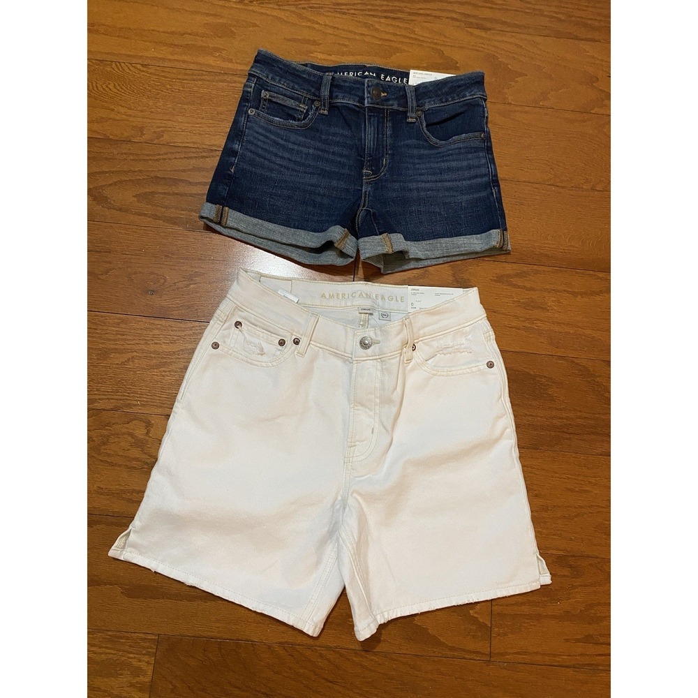NWT American Eagle Outfitters Women's Jorts Denim Shorts Size 0 (2pair)New! $100